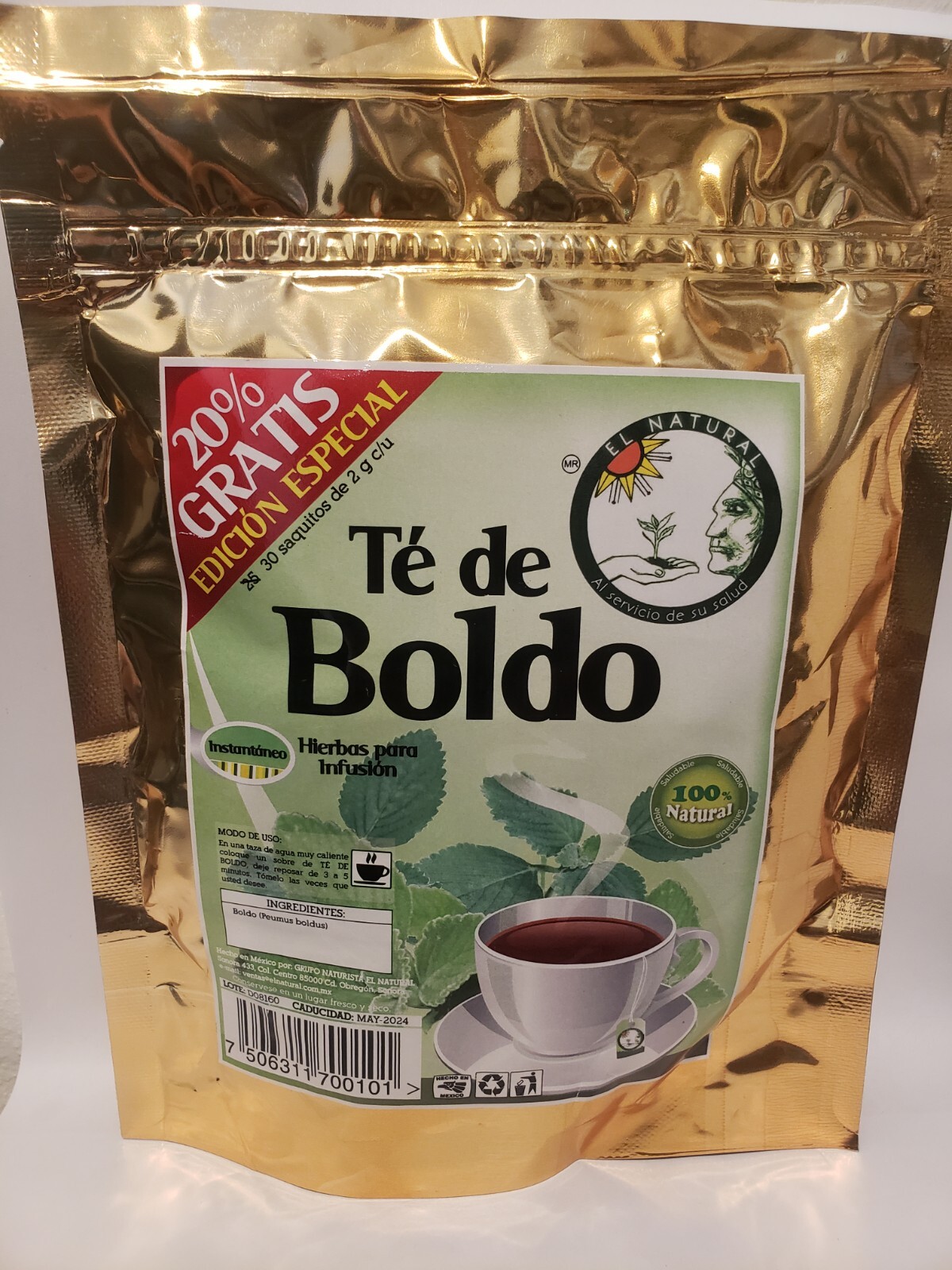 BOLDO TEA/TE 30 Bags/sobres 100% Natural “Indigestion,Gases,Hinchazón abdominal”