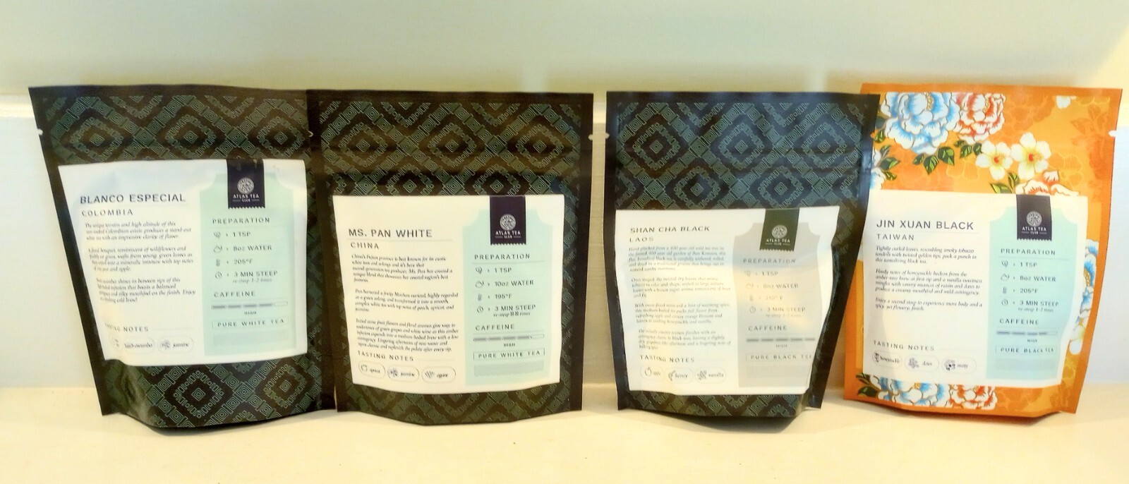 Atlas Tea Club 4 Bags of Assorted Loose Leaf Black and White Tea