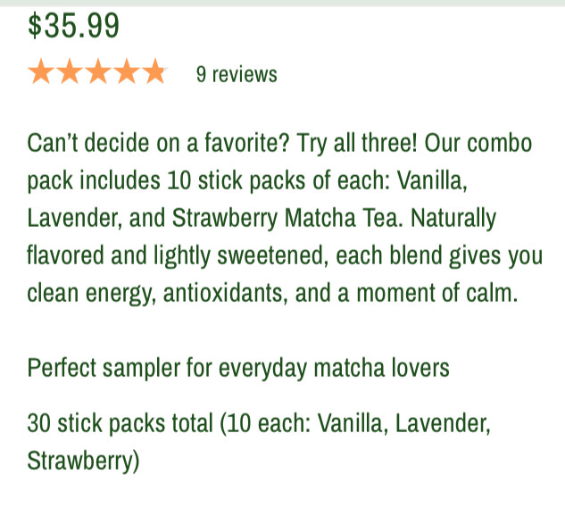 Harmony Matcha Tea Sealed NEW Sachets Lavender Vanilla Strawberry & Yuzu Honey