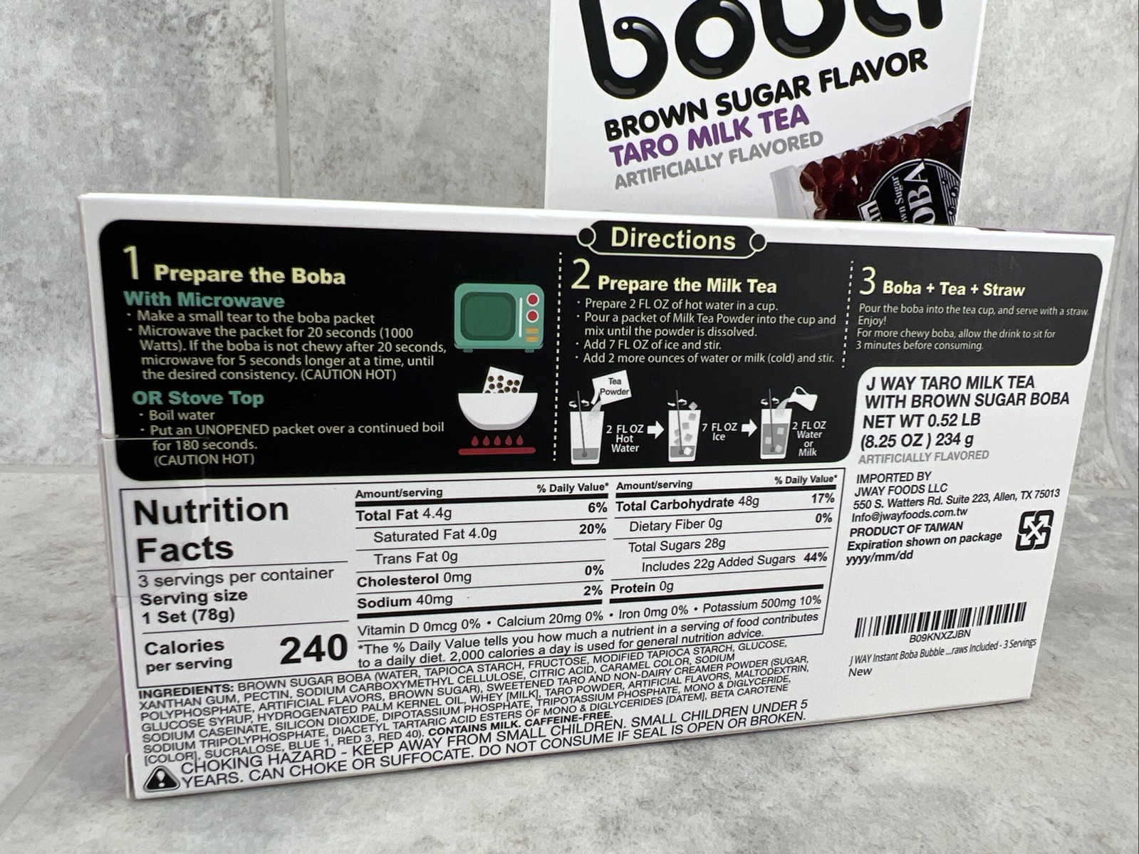 6 Sets! J Way Instant Boba Taro Milk Black Tea Brown Sugar Drink Kit 8/26