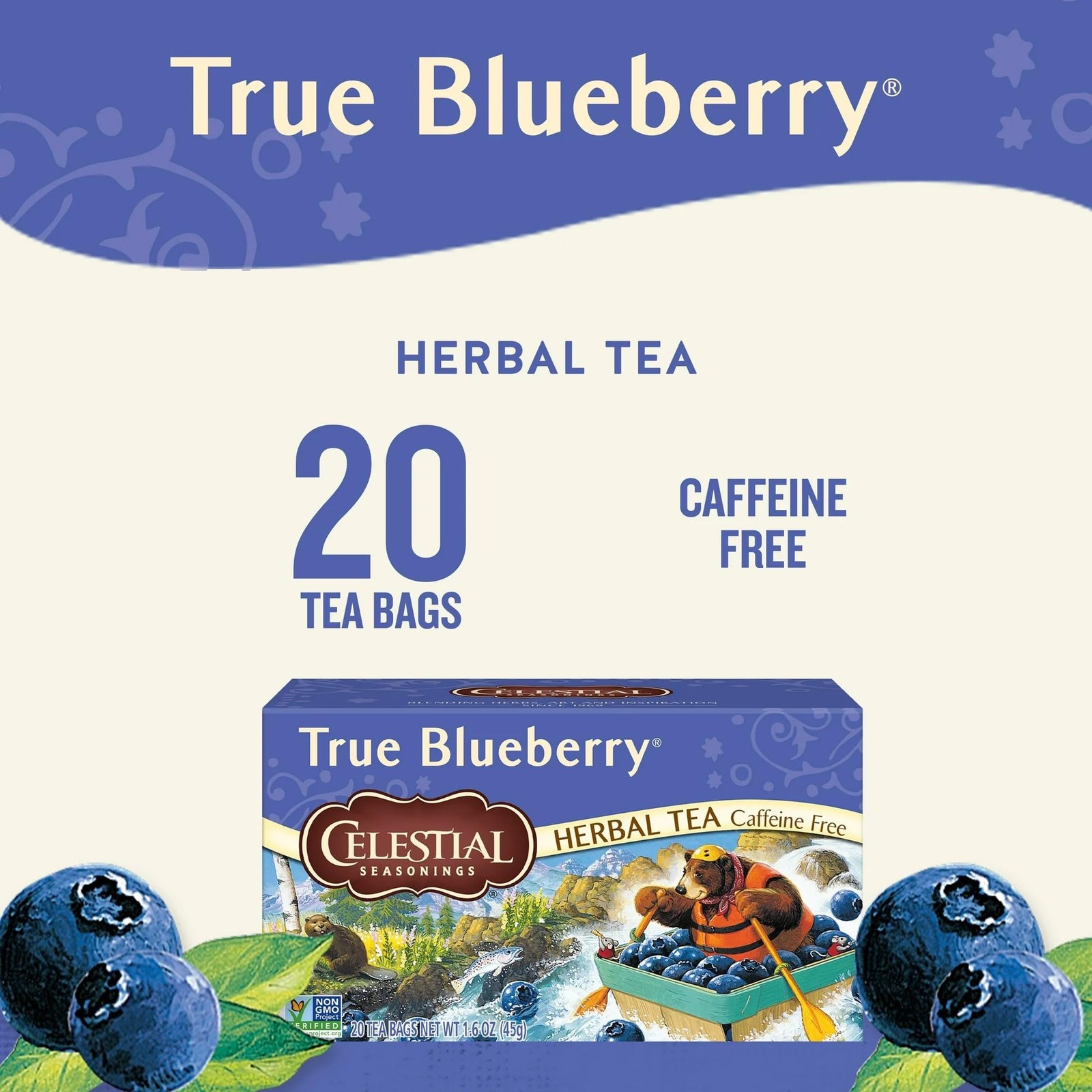 Celestial Seasonings Herb Tea True Blueberry 20 Bag (Pack Of 2)