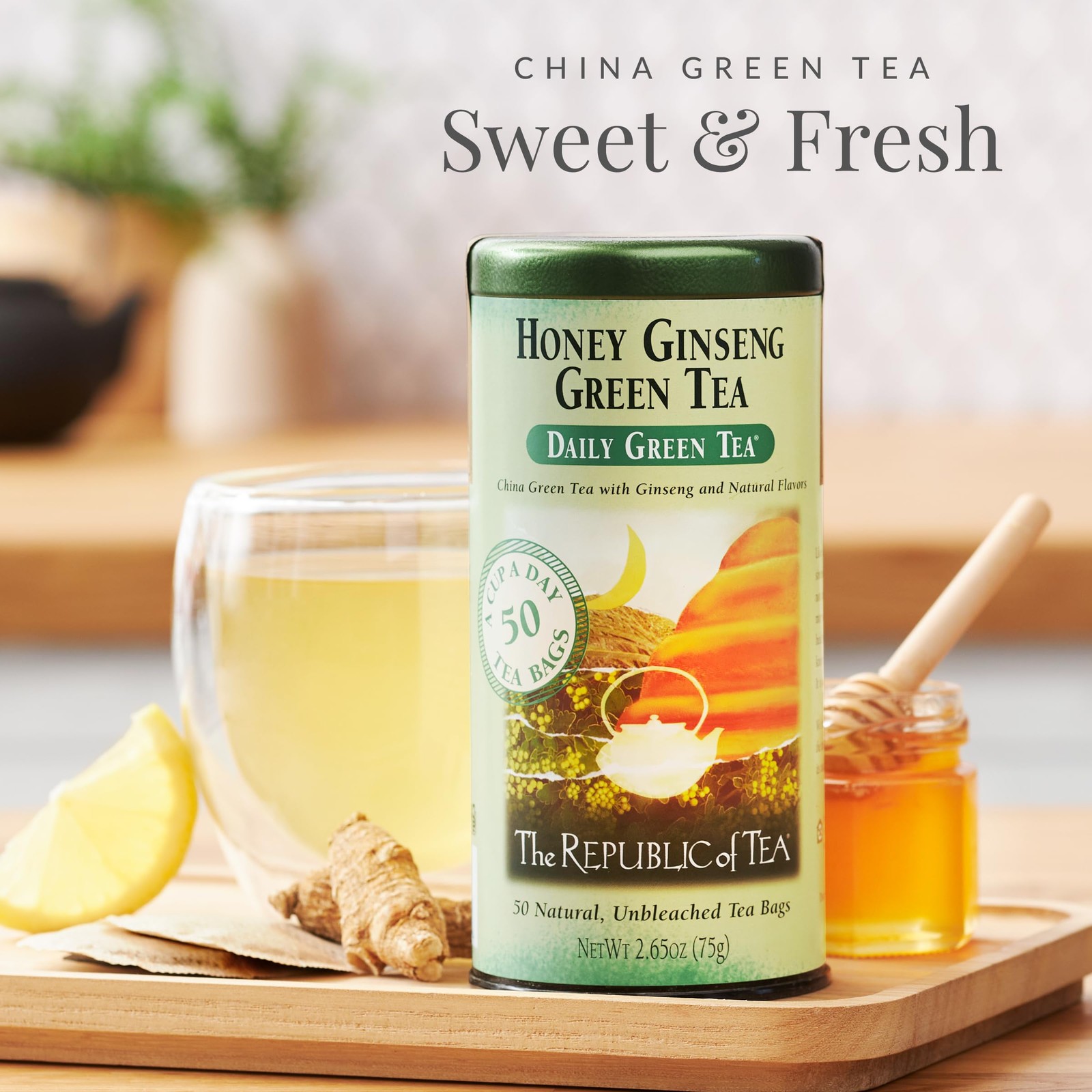 The Republic of Tea – Honey Ginseng Green Tea, 50 50 Count (Pack 1)