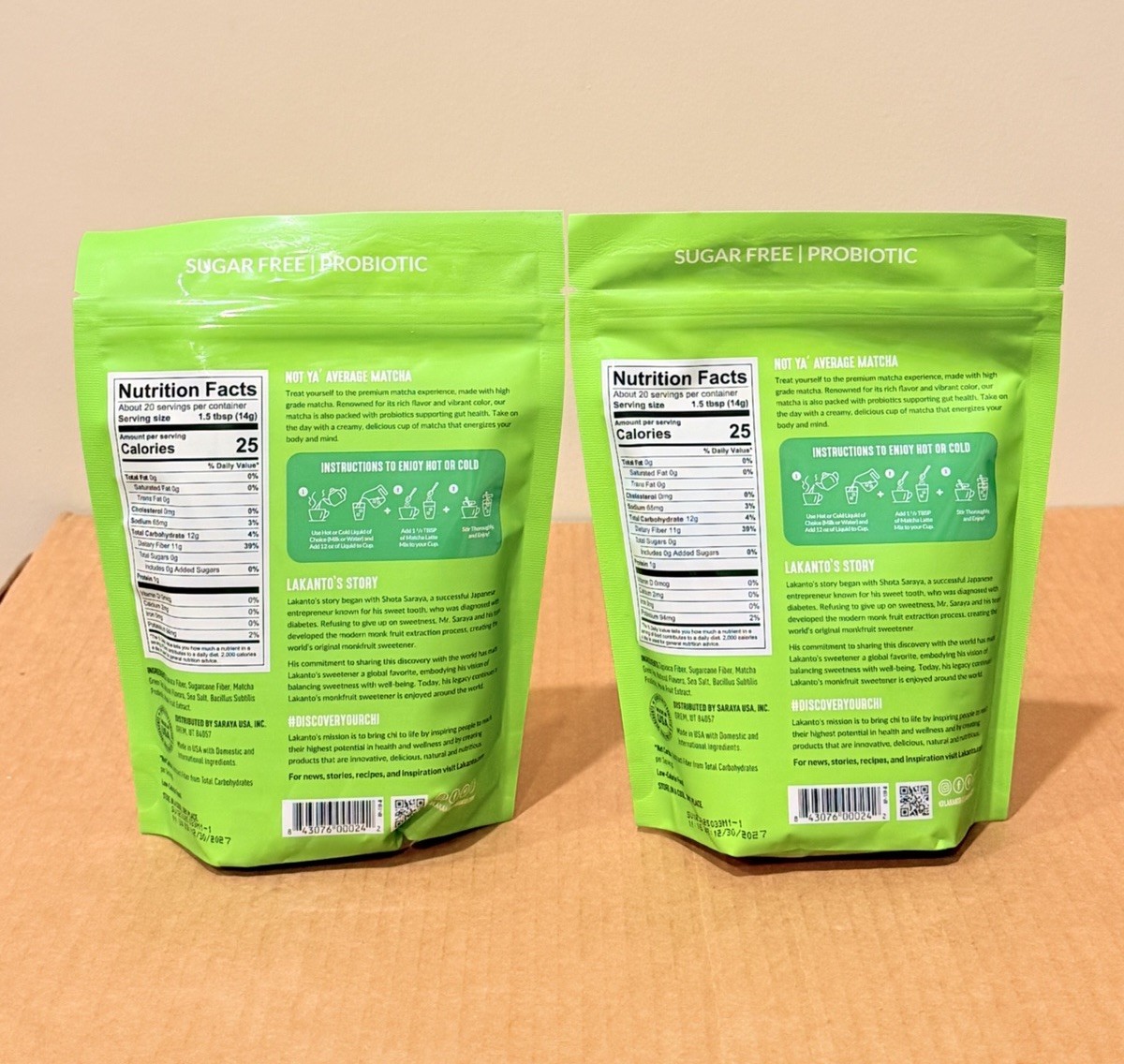 2 X Lakanto Matcha Latte Green Tea Powder 10oz Vegan Sugar Free Gluten Free