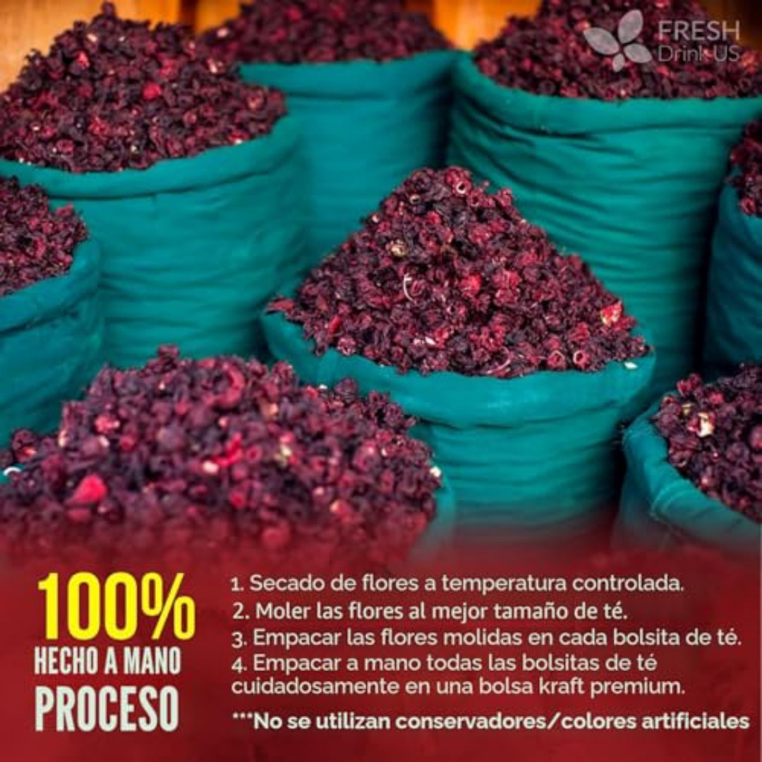 , Premium 140 Hibiscus Flowers Tea Bags, 100% Natural, Handmade & Pure from Hibi