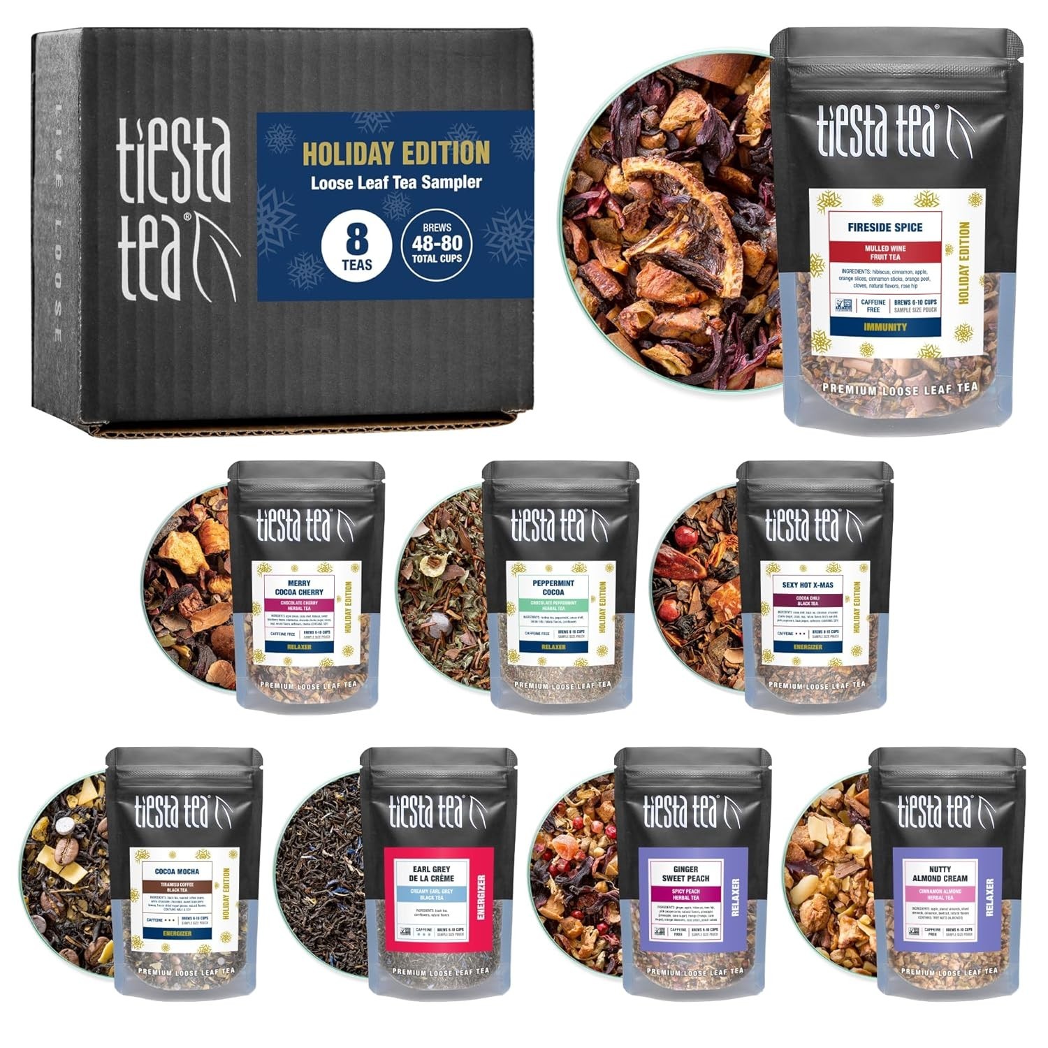 Discovery Sampler Dry Flight Set Loose Leaf High to No Caffeine Hot & Iced Up to