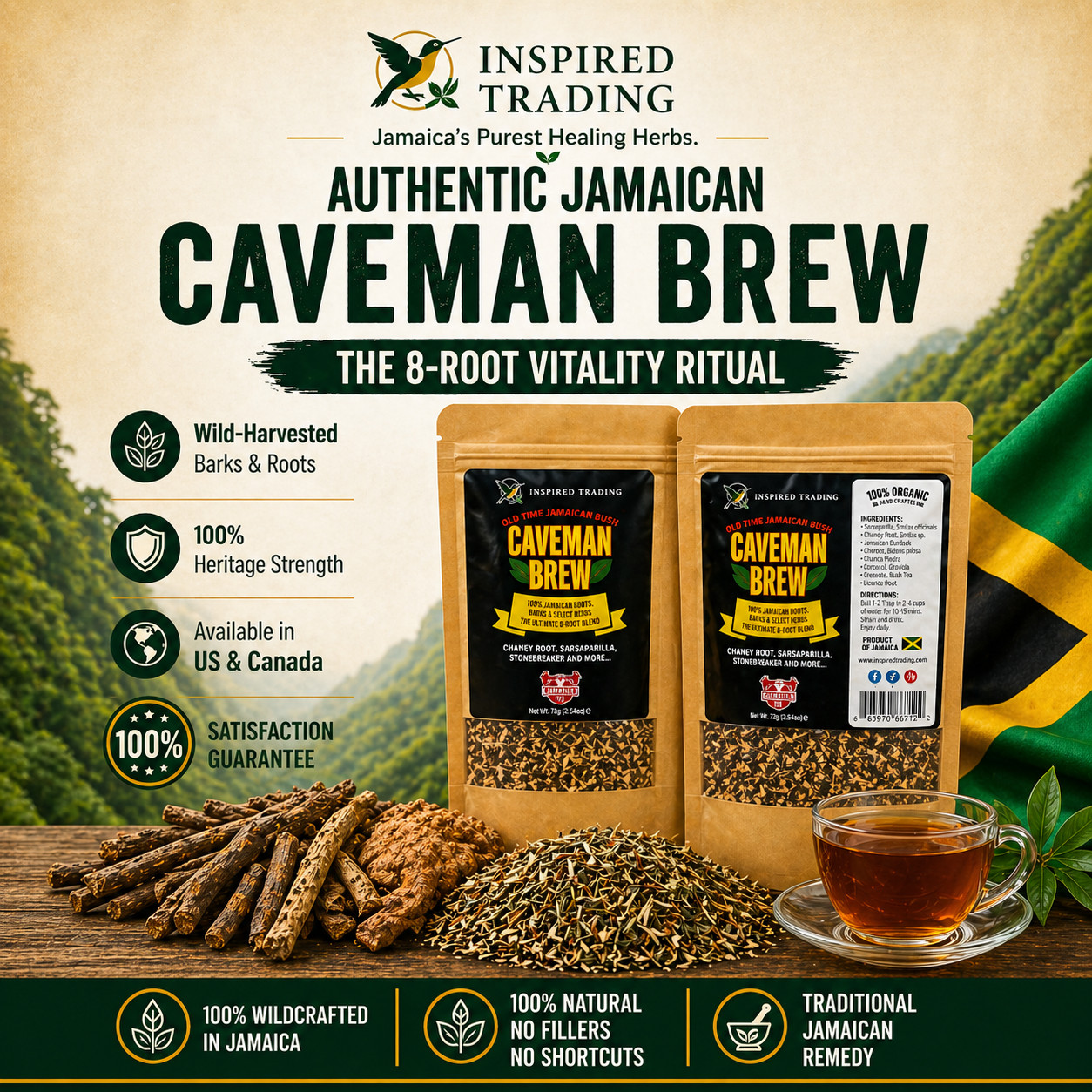 Jamaican Caveman Brew – Strong Back Tea- 7 Powerhouse Roots-Stamina & Energy