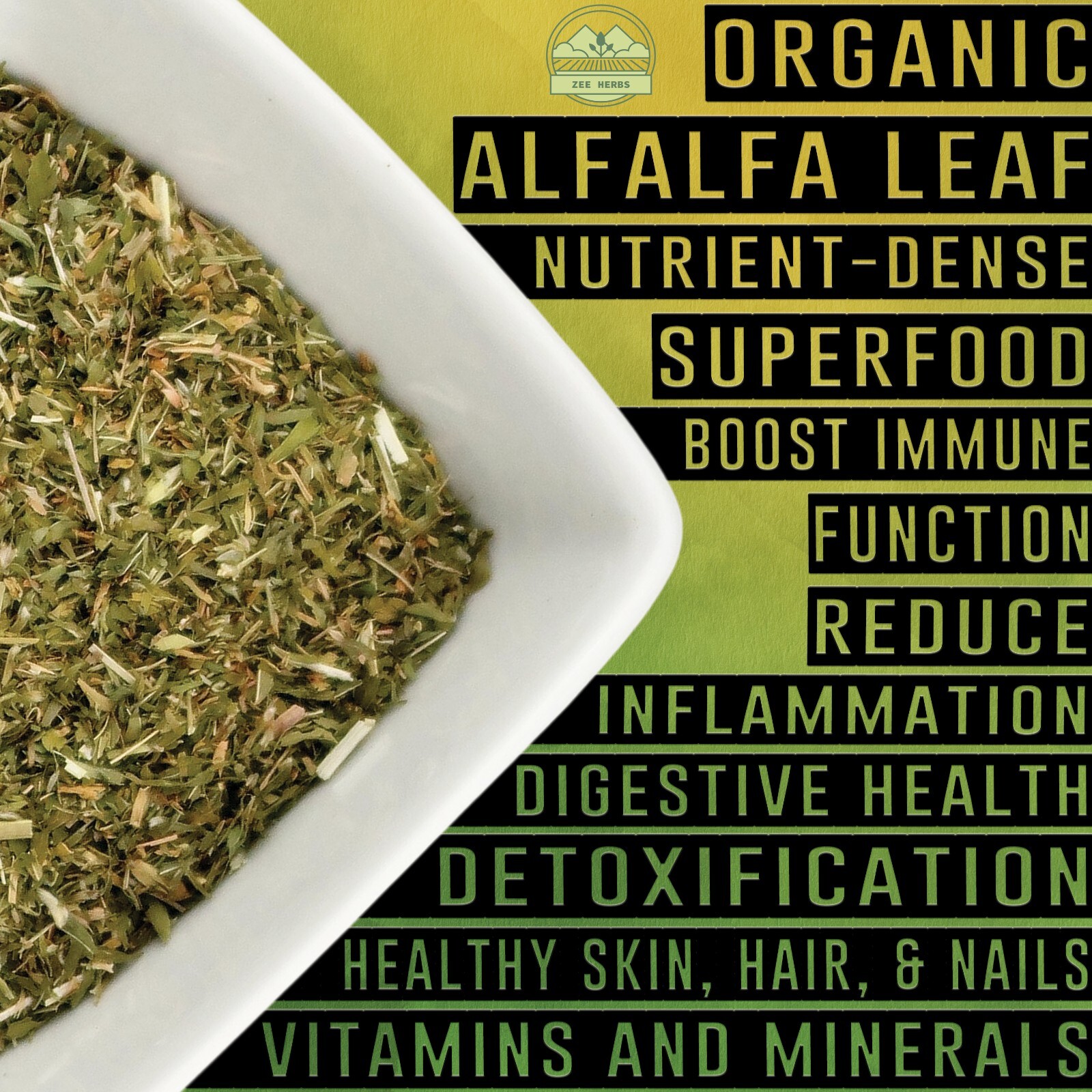Organic Alfalfa Leaf 4 oz. (113g) Pack, USDA Certified Organic Alfalfa Leaf Herb