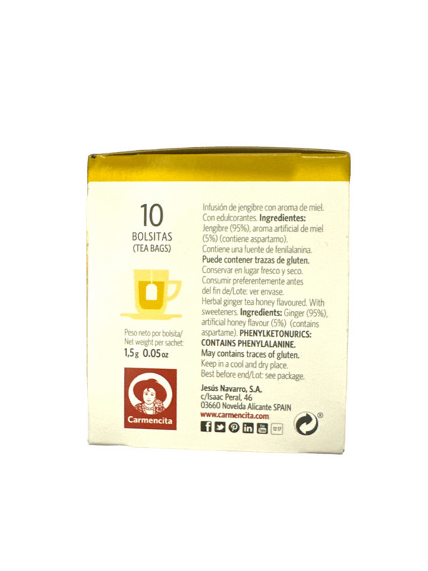 Jengibre con Miel Te Ginger and Honey Tea Bags 15 g