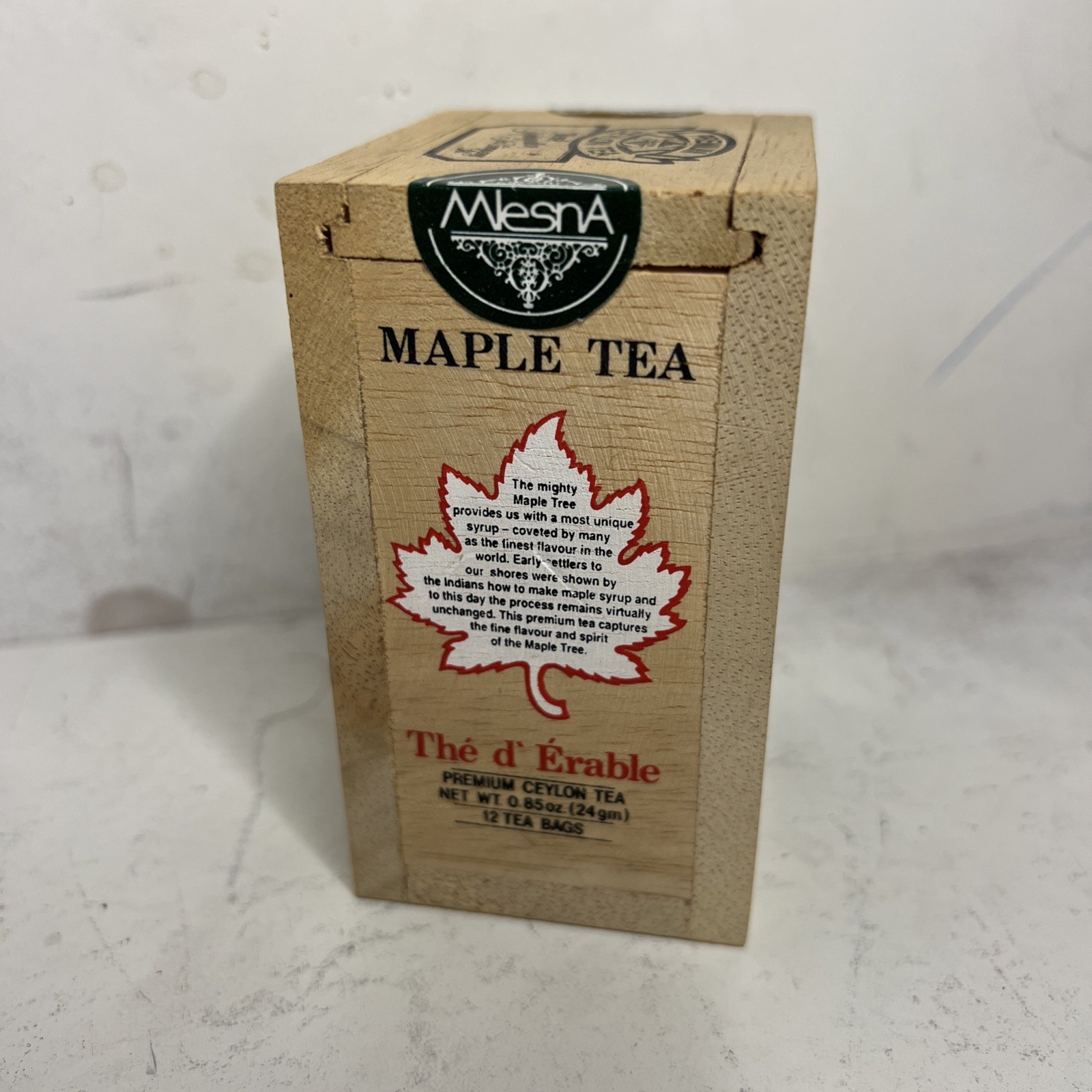 Mlesna Legend Maple Tea Wooden Box – Pure Ceylon Black Tea – 12 Tea Bags 24g