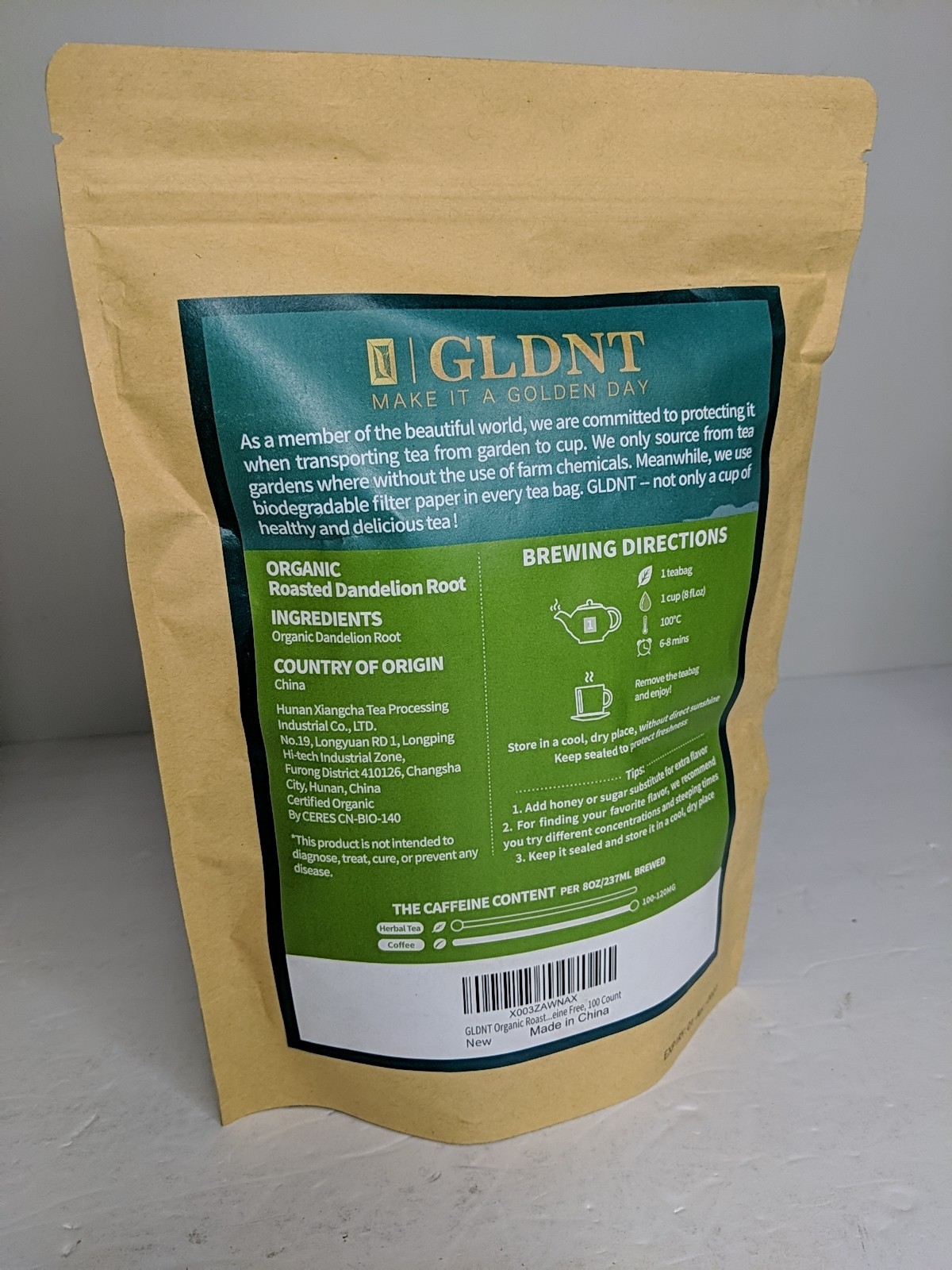 GLDNT Organic Roasted Dandelion Root Tea Bags Total of 200 Tea Bags Exp 4/2027