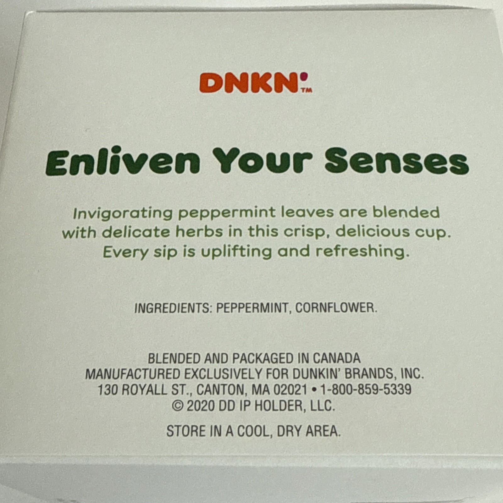 Dunkin Donuts Cool Mint Herbal Infusion Tea 15 Tea bags Fresh Sealed Box Exp2027