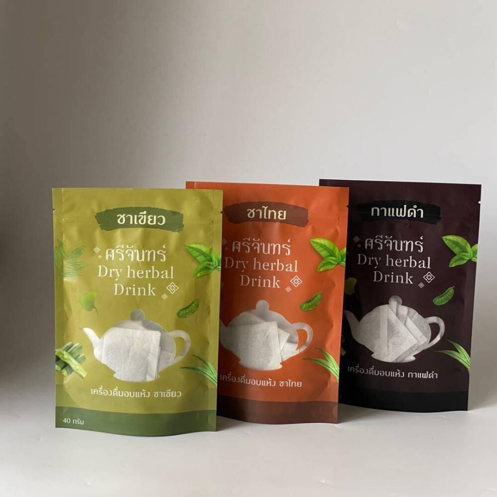 Gift set Srichand Green Tea, Thai Tea, Black Coffee, Herbal Tea, 1 set 3 bag.