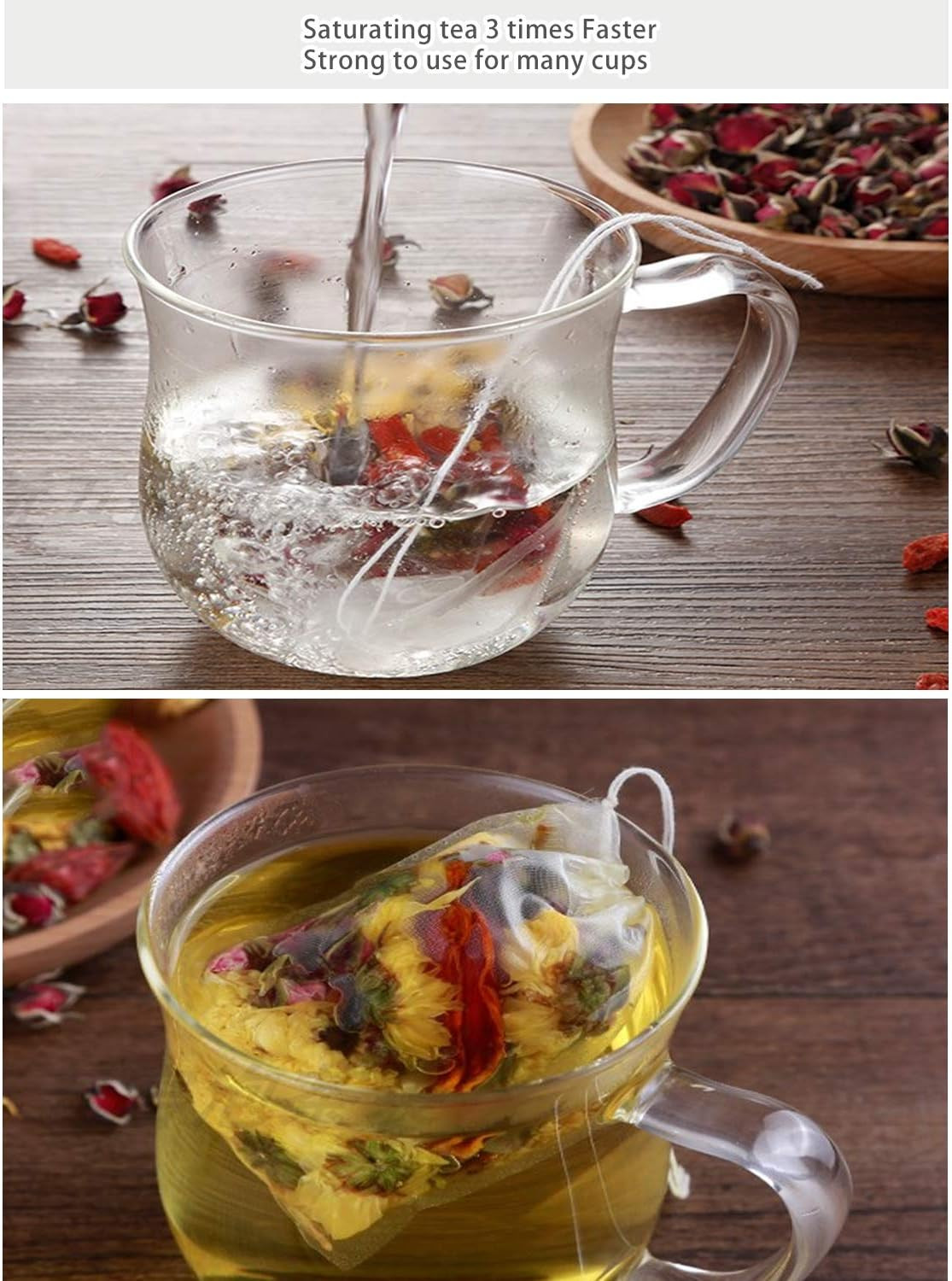 50 Pcs Tea Filter Bags Disposable Tea Bags for Loose Tea Herb Spice Empty Mesh S