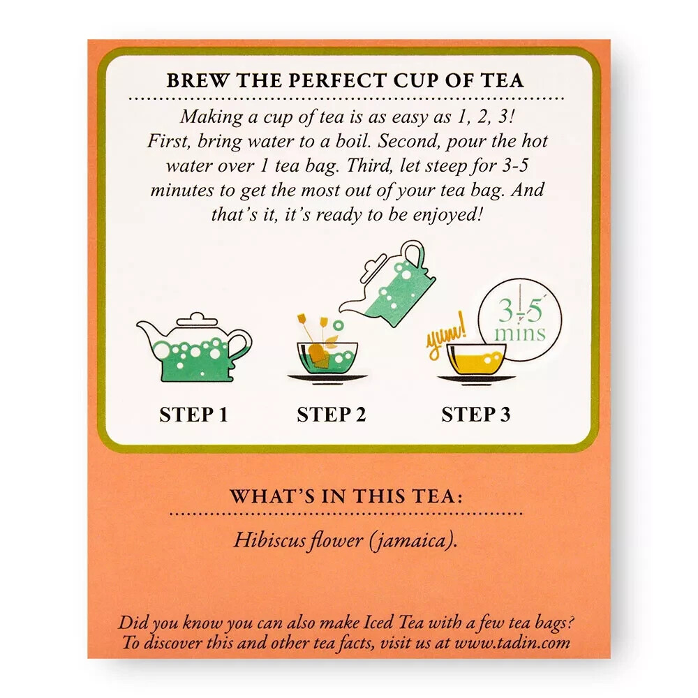 TADIN HIBISCUS TEA HERBAL 24 BAGS, see description