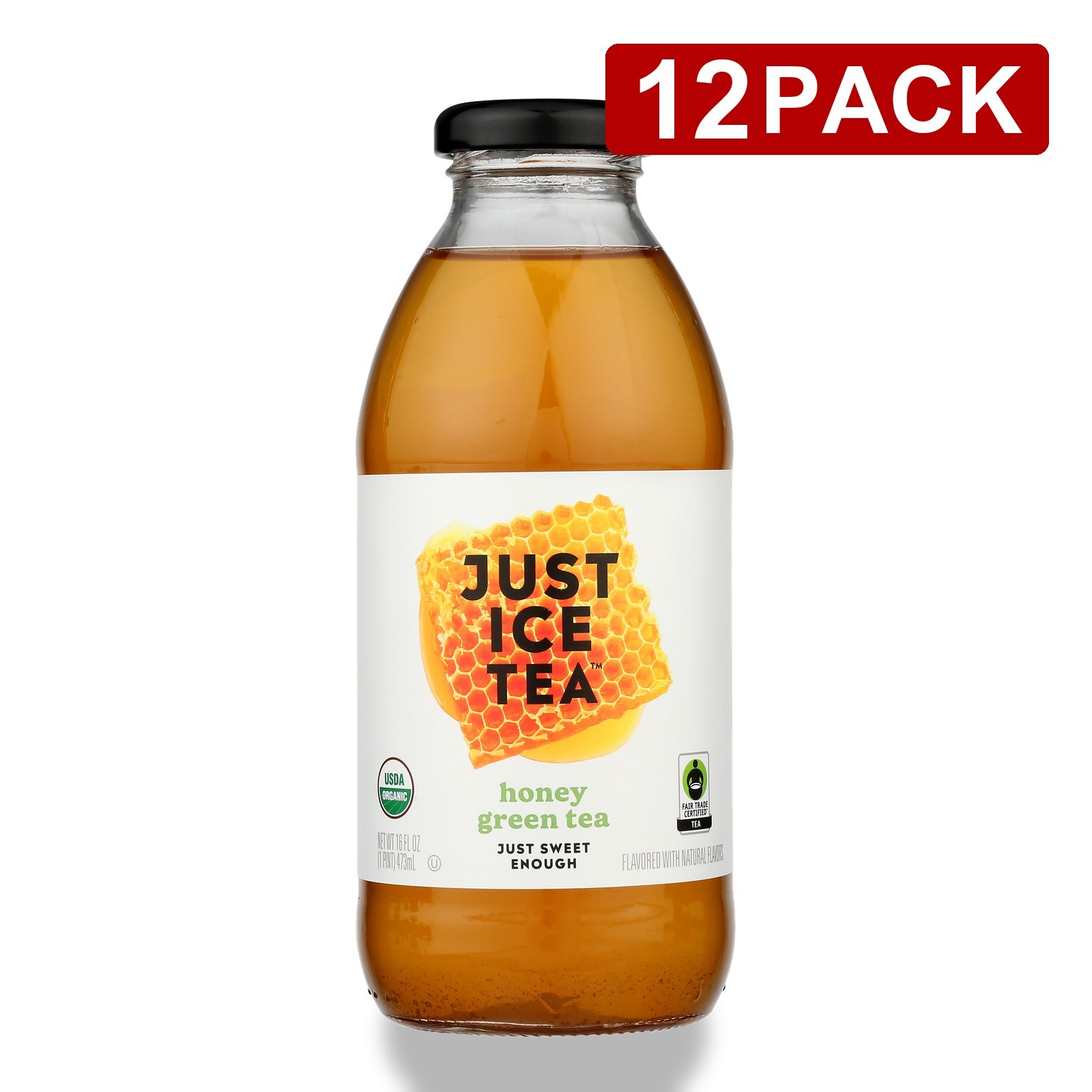 Just Ice Tea Honey Green 16 Fl Oz Usda Organic Fair Trade 12 Pack