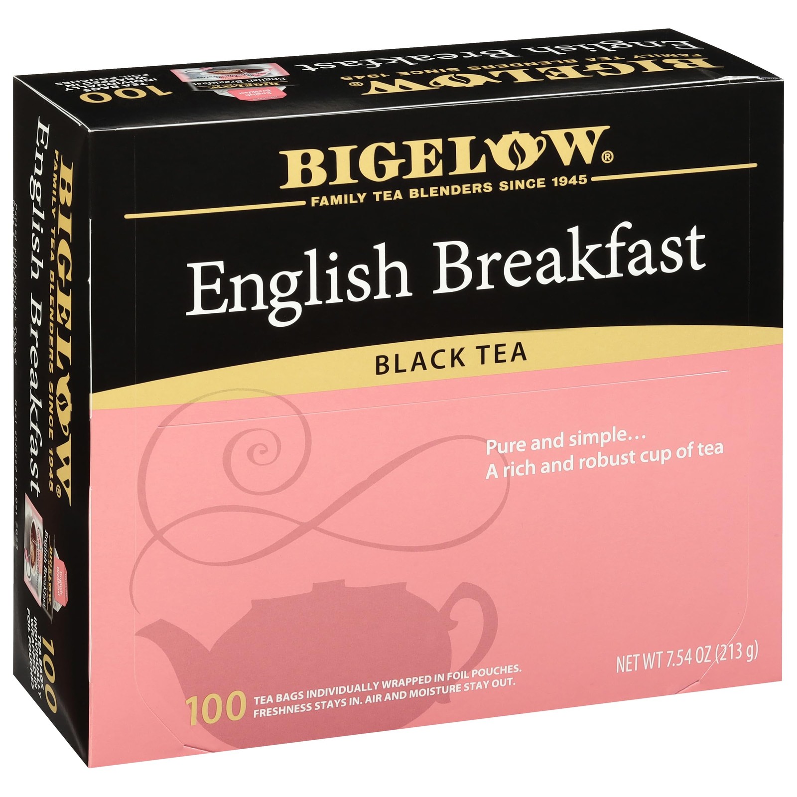 Bigelow English Breakfast Black Tea, Caffeinated 100 Count (Pack of 1)