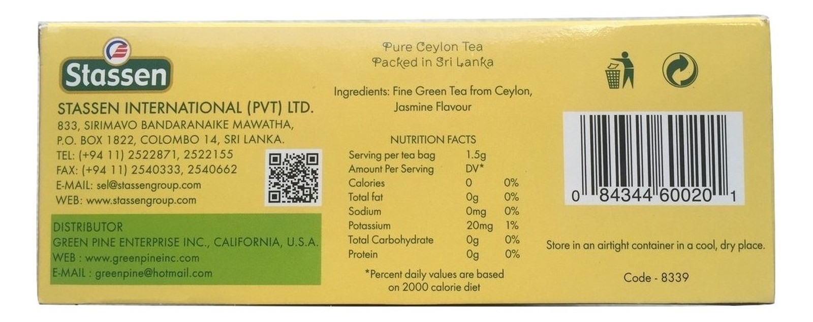 Pure Jasmine Green Tea, 100 Tea Bags (Pack of 2)