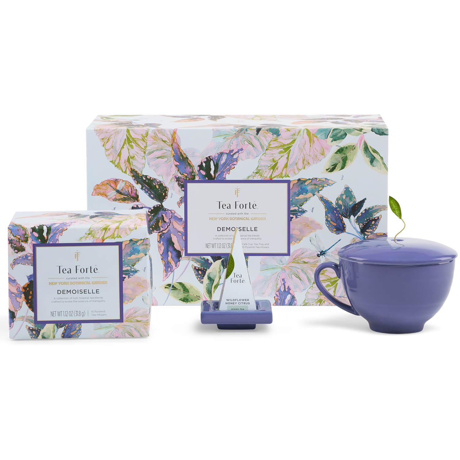 Gift Set with Cafe Cup, Tea Tray, Mini Presentation Box with 10 Handcrafted Pyra