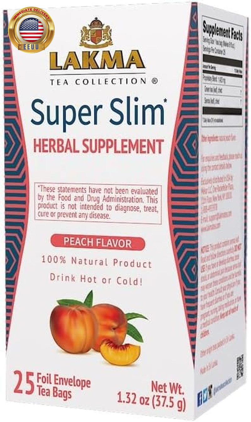 Lakma Super Slim Tea with Peach – 25 Tea Bags ⭐️⭐️⭐️⭐️⭐️