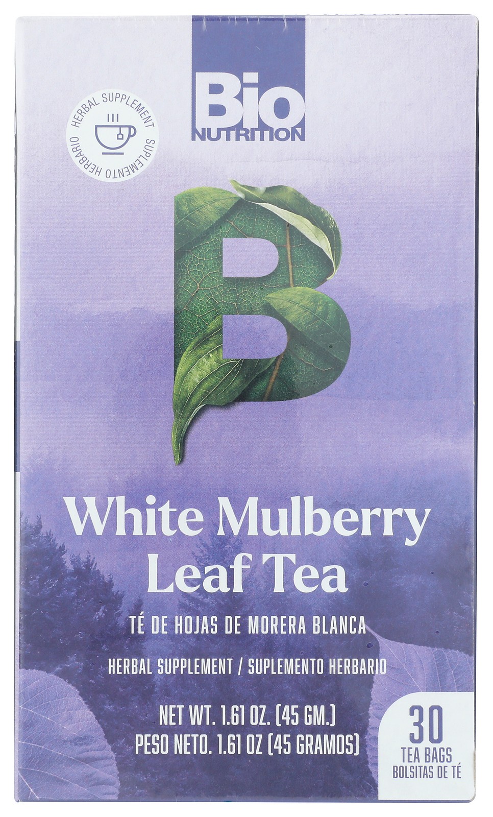 White Mulberry Leaf Herbal Tea By Bio Nutrition 30 Bags 1 Pack