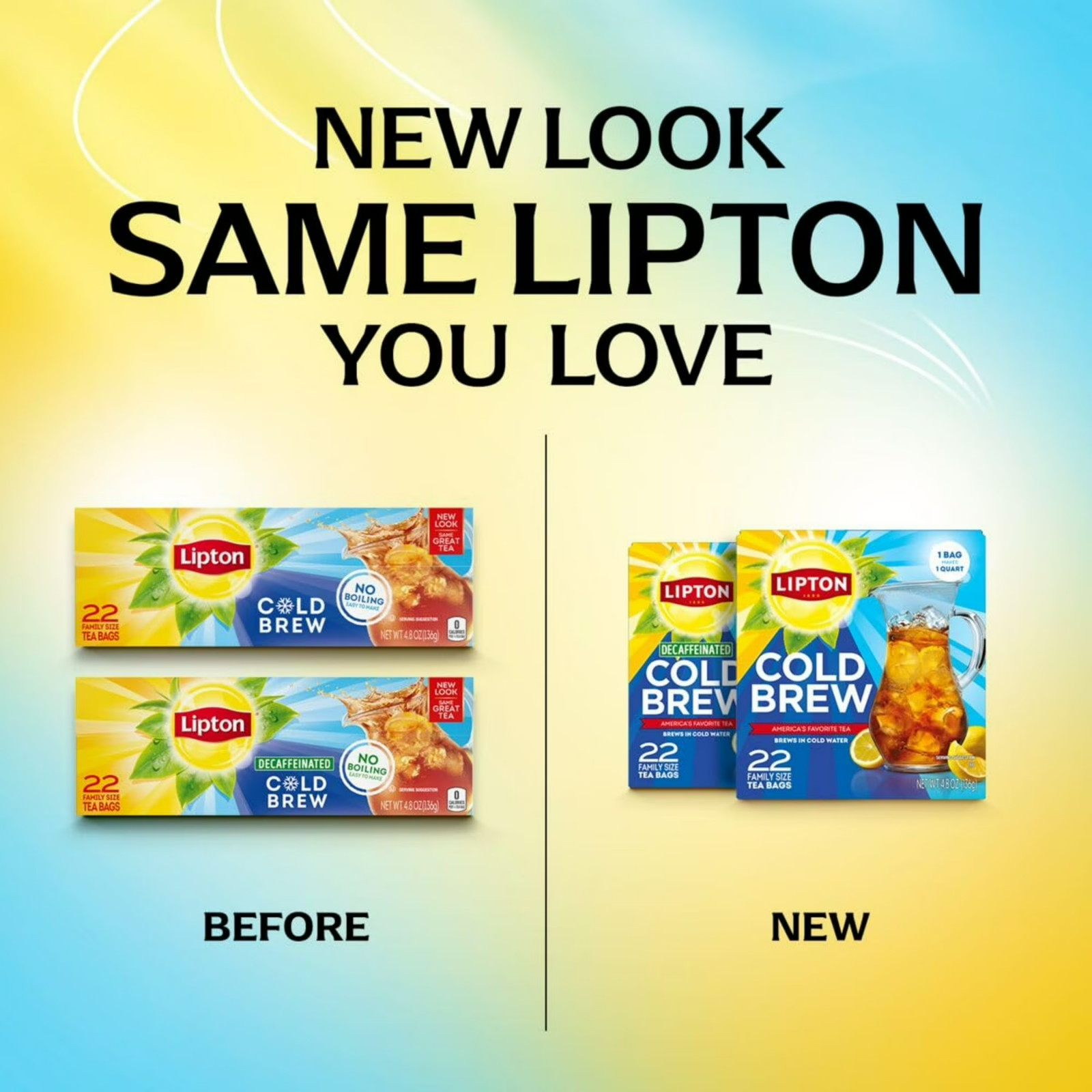 6pk Lipton Cold Brew Iced tea, ZeroCalories, no boiling needed, 22 Total TeBags