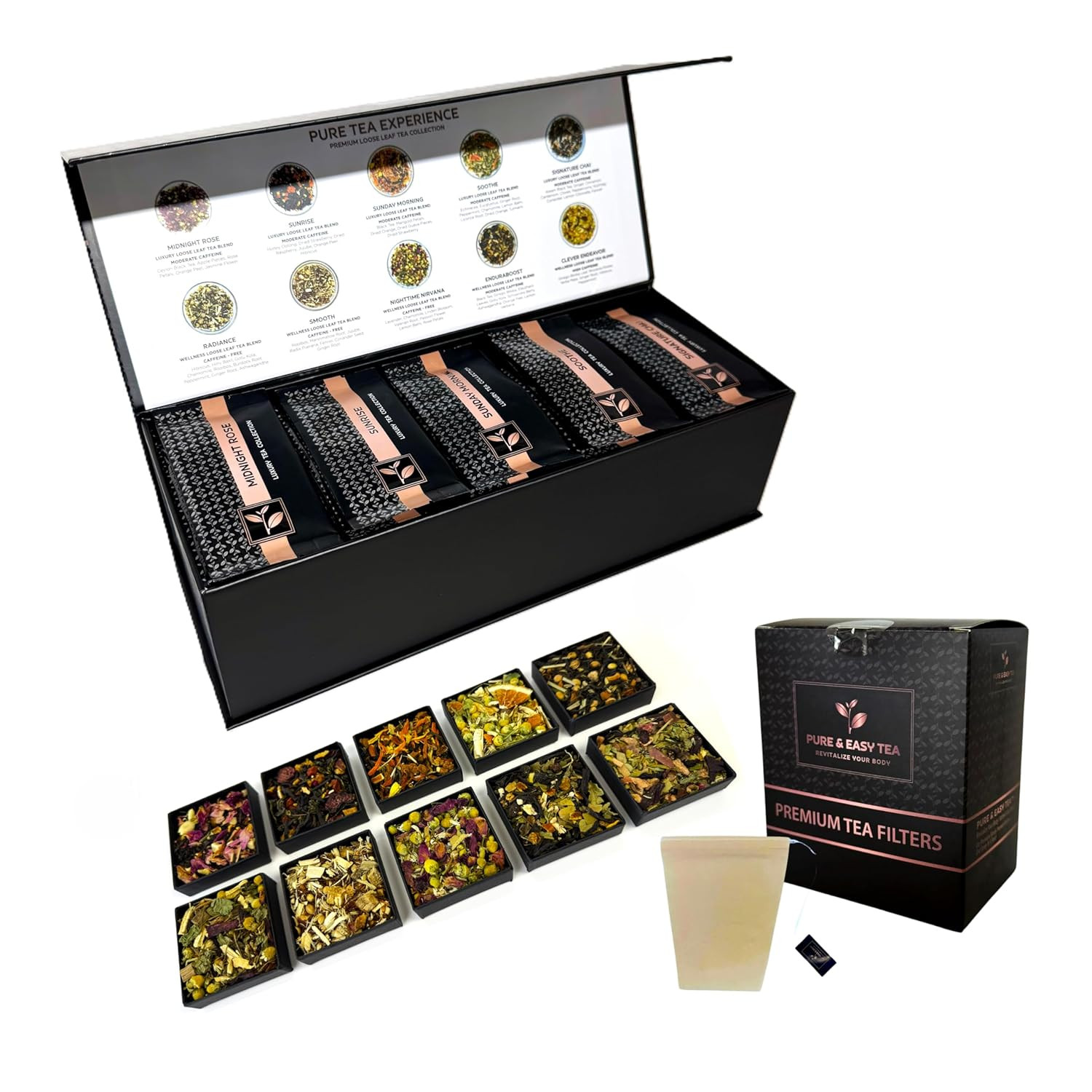 Premium Tea Sampler Gift Box with Biodegradable Filters – 30 Count, 60 Cups