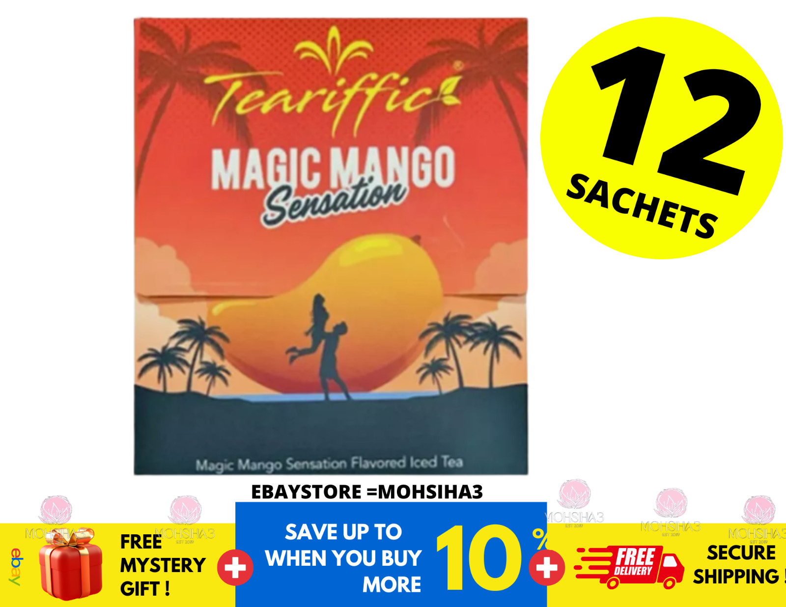 Teariffic Magic Mango Sensation Sexual Men Herb Energy Coffee 1 Box (12 Sachets)