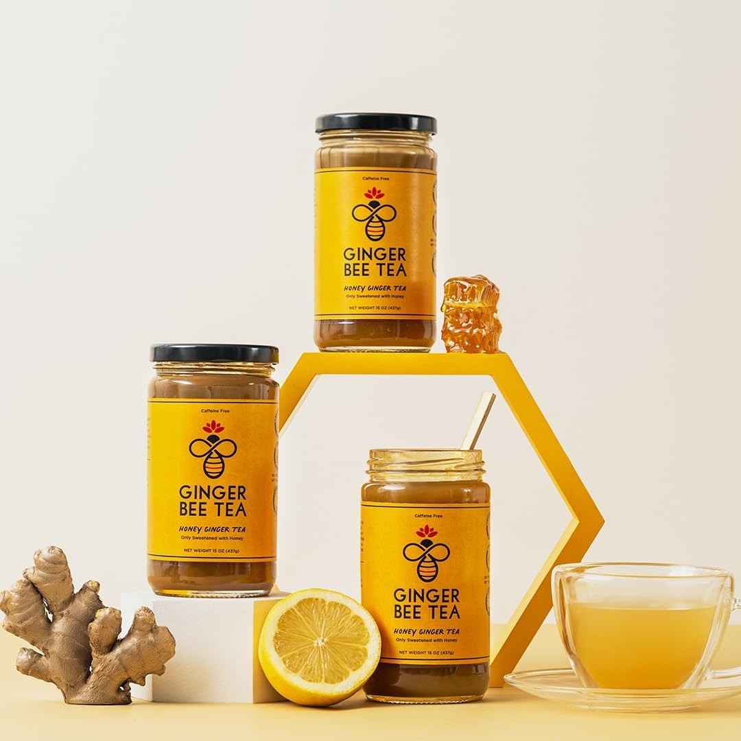 Soothing Honey Ginger Tea Blend – 19 Servings, No Refined Sugars, 15 oz Jar (2 P