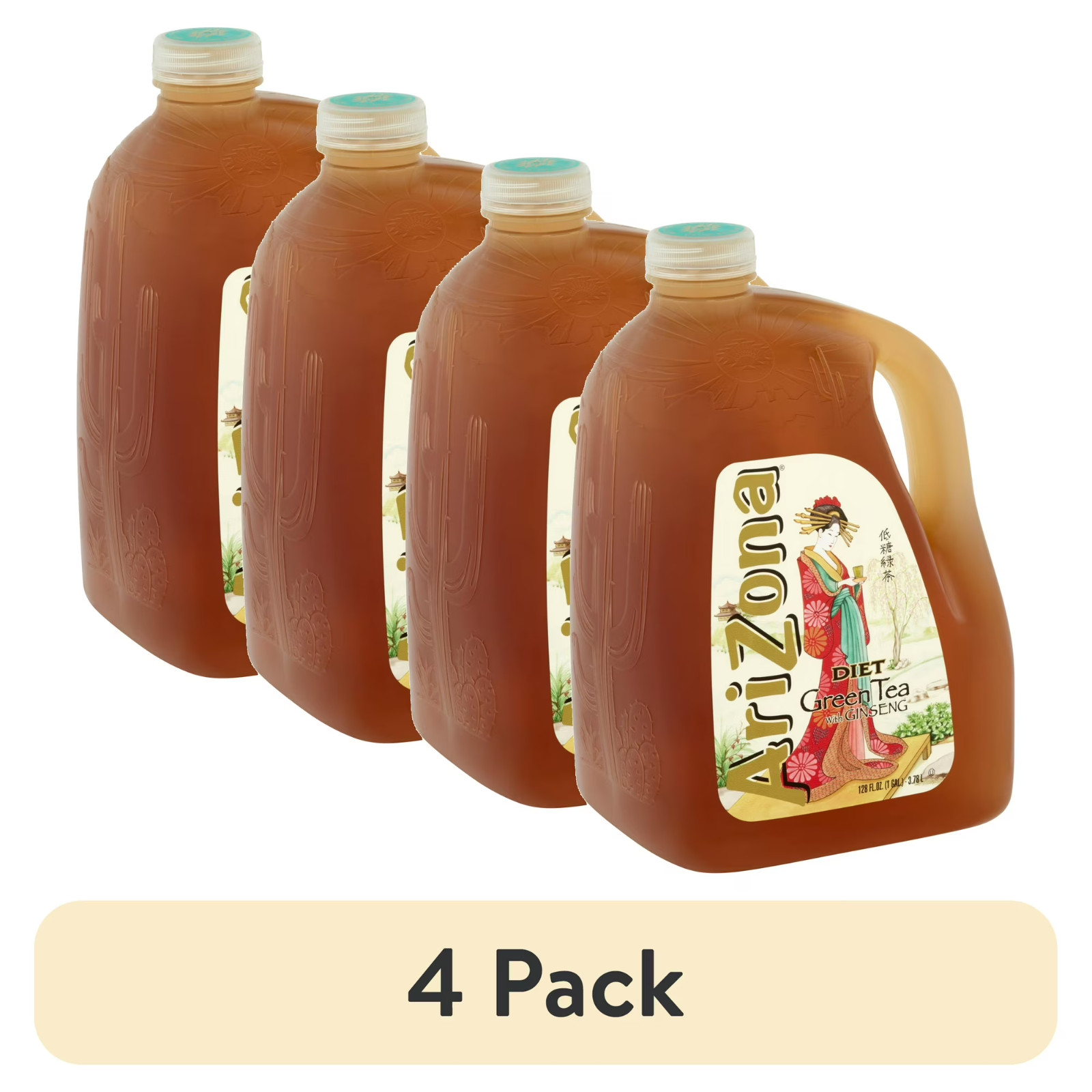(4 pack) AriZona Diet Green Tea with Ginseng, 128 fl oz FREE FAST SHIPPING