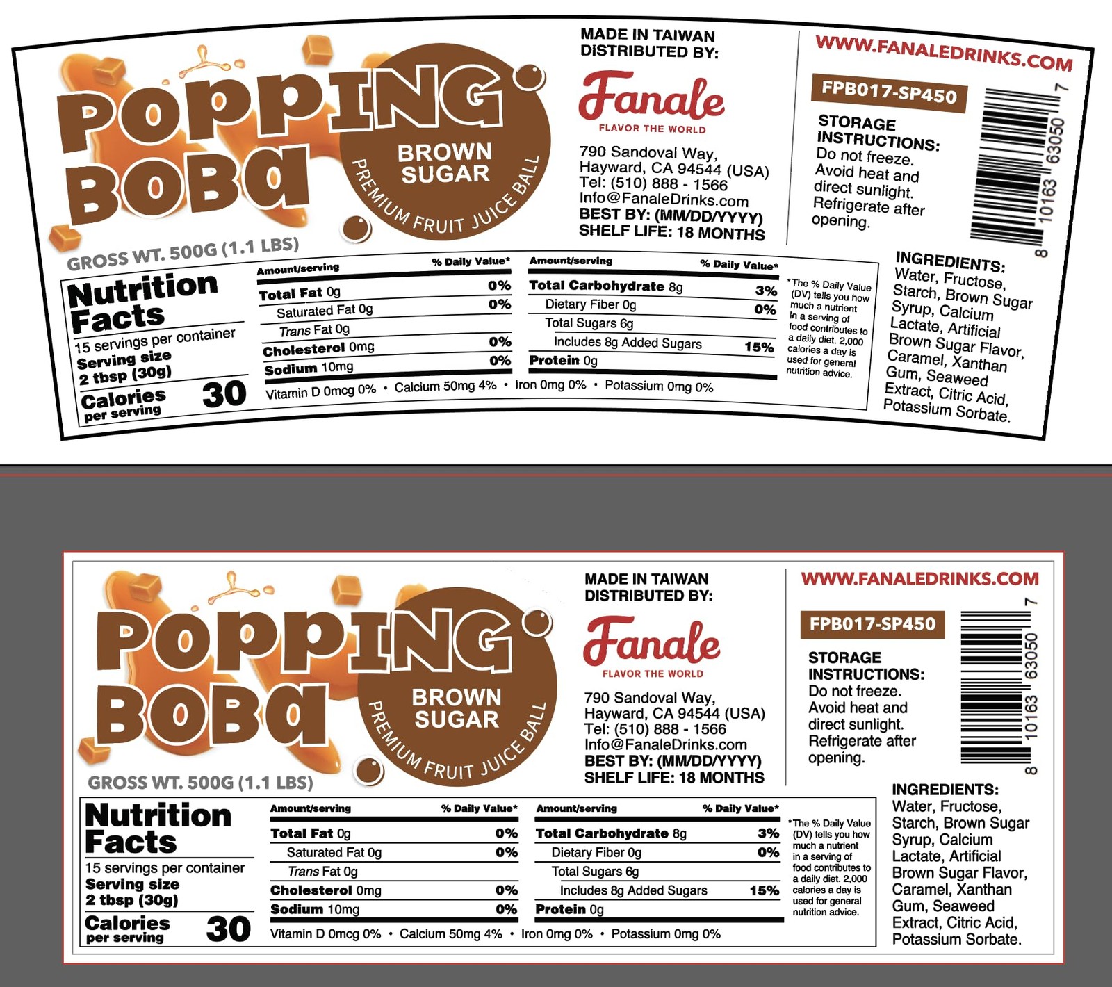 Fanale Brown sugar Popping Boba Pearls, Vegan, Non GMO, Gluten Free, Fat Free…