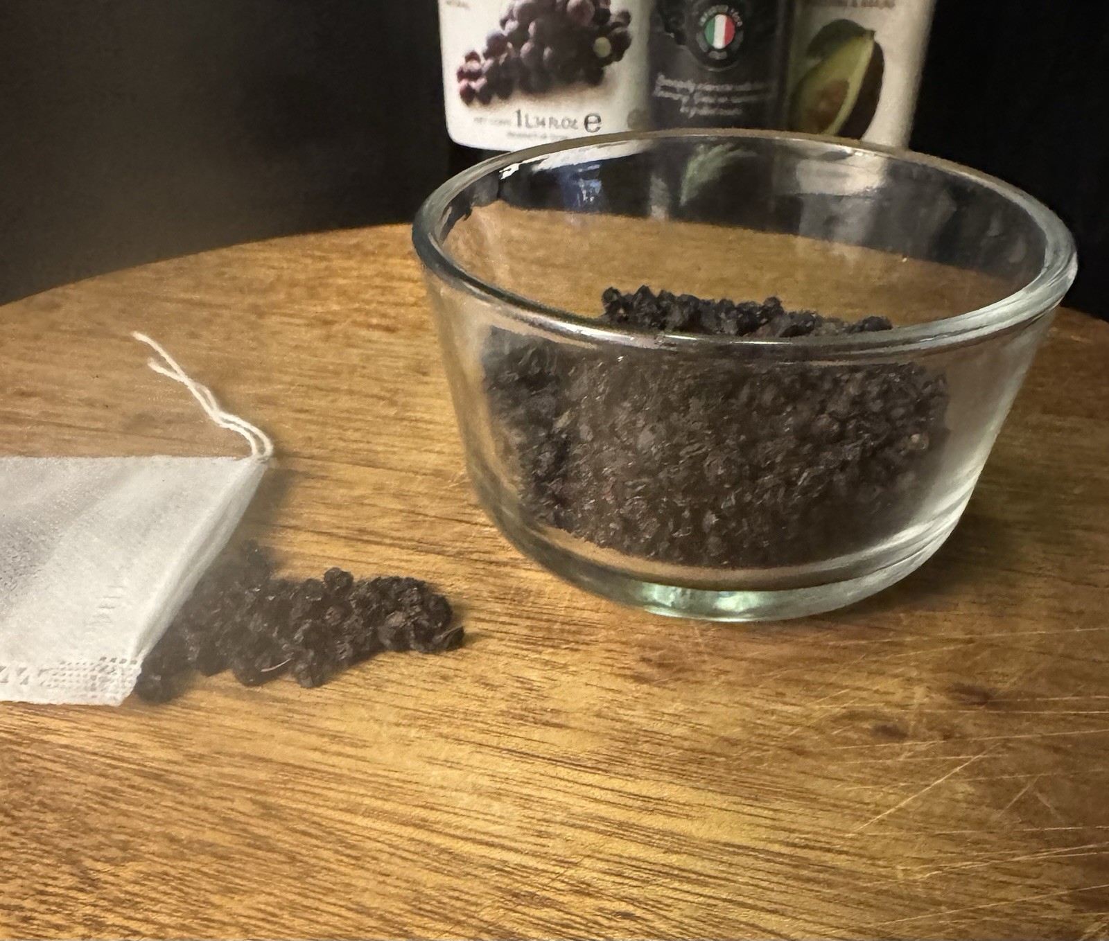 Elderberry herbal supplement in a tea bag