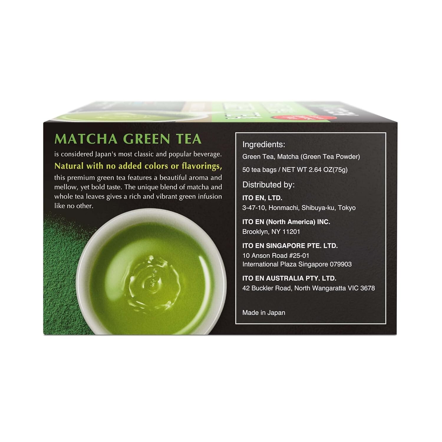 Matcha Green Tea Bags – 50 Count Energizing Zero Calorie Brew for Hot or Iced