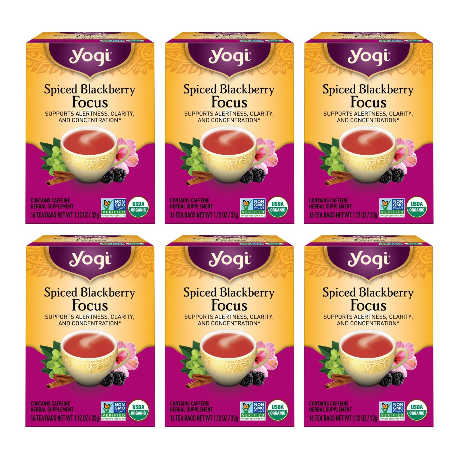 Yogi Spiced Blackberry Focus Herbal Tea Contains Caffeine Vegan Friendly Kosh…