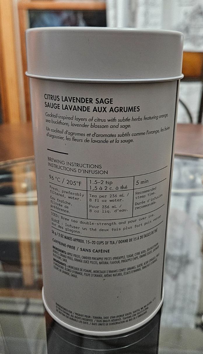 Teavana Citrus Lavender Sage Herbal Tea – Huge 8oz (226g) Tin & SEALED Bag -Rare