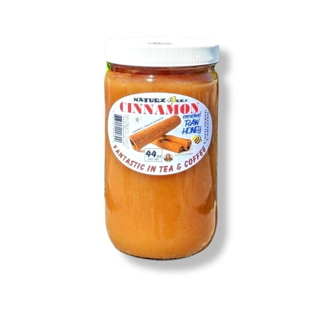 2 Jars RAW HONEY with CINNAMON 5.5 Lbs / 88oz / 2.5kg 100% RAW UNFILTERED USA
