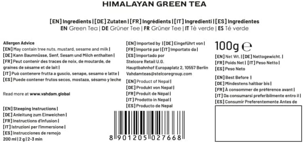 Organic Himalayan Green Loose Leaf Tea | 50+ Cups | 3.53 Oz Quality