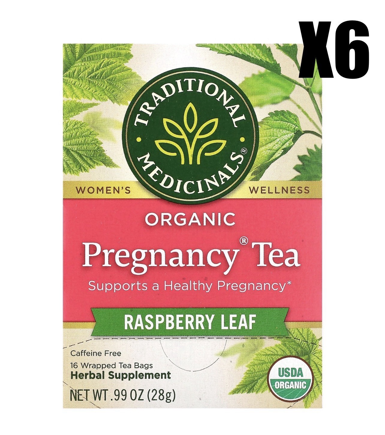Organic Pregnancy® Tea, Raspberry Leaf, Caffeine Free, 96 Wrapped Tea Bags, 0.99