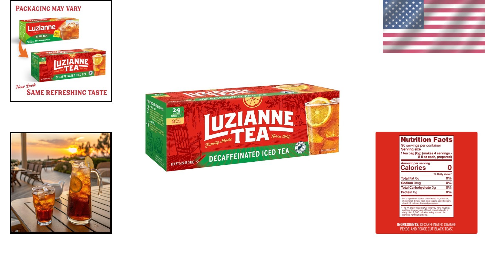 Low Caffeine Iced Tea Bags – 24ct Decaffeinated Family Size for Easy Brewing
