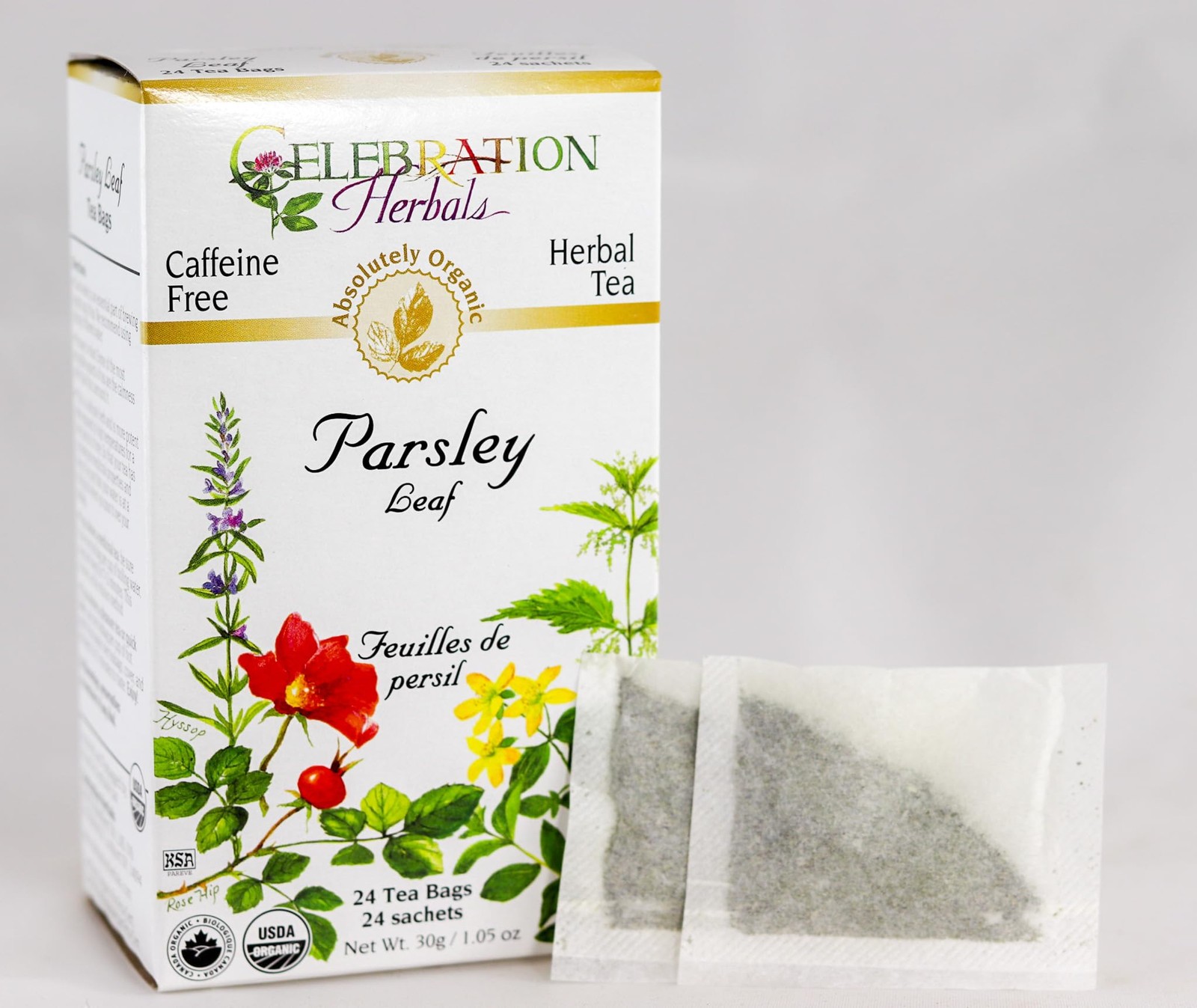 Te Organico De Hojas De Perejil Sin Cafeina, 24 Bolsitas De Hierbas