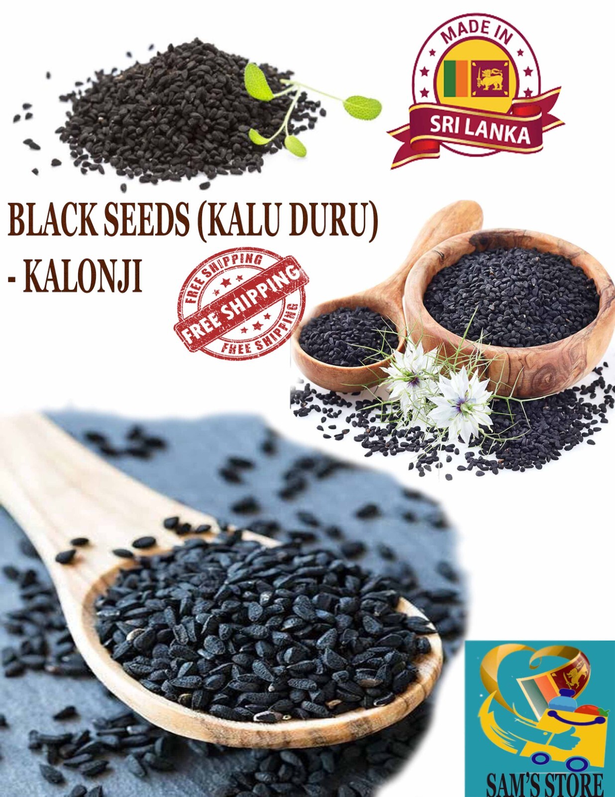 100% Organic Ceylon Black Cumin Seeds,50g,100g, 150g, 200g Kalu Duru ( Kalonji)