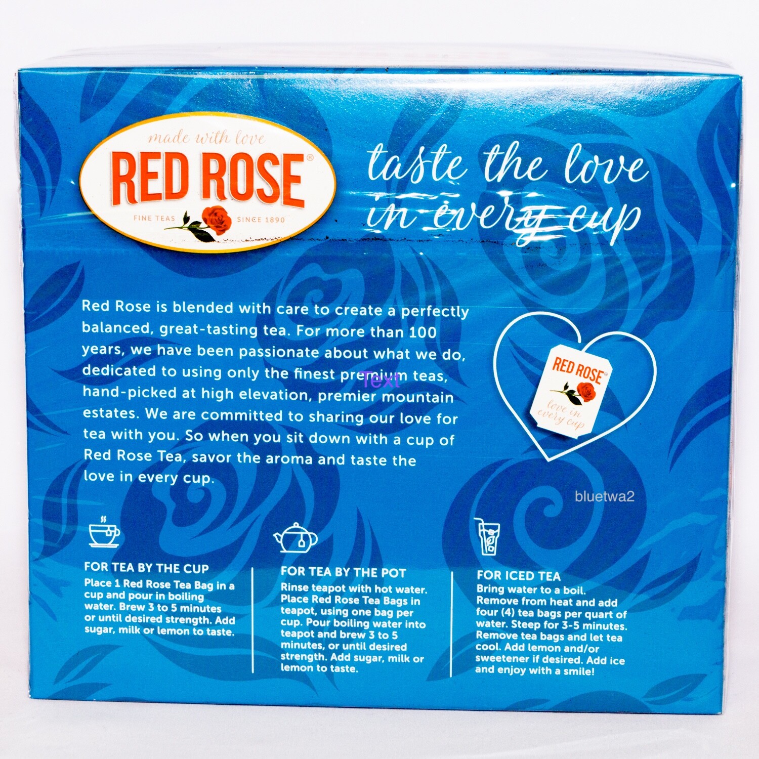 RED ROSE ORIGINAL FULL FLAVORED BLACK TEA Caffeinated 100 Tea Bags In Sealed Box