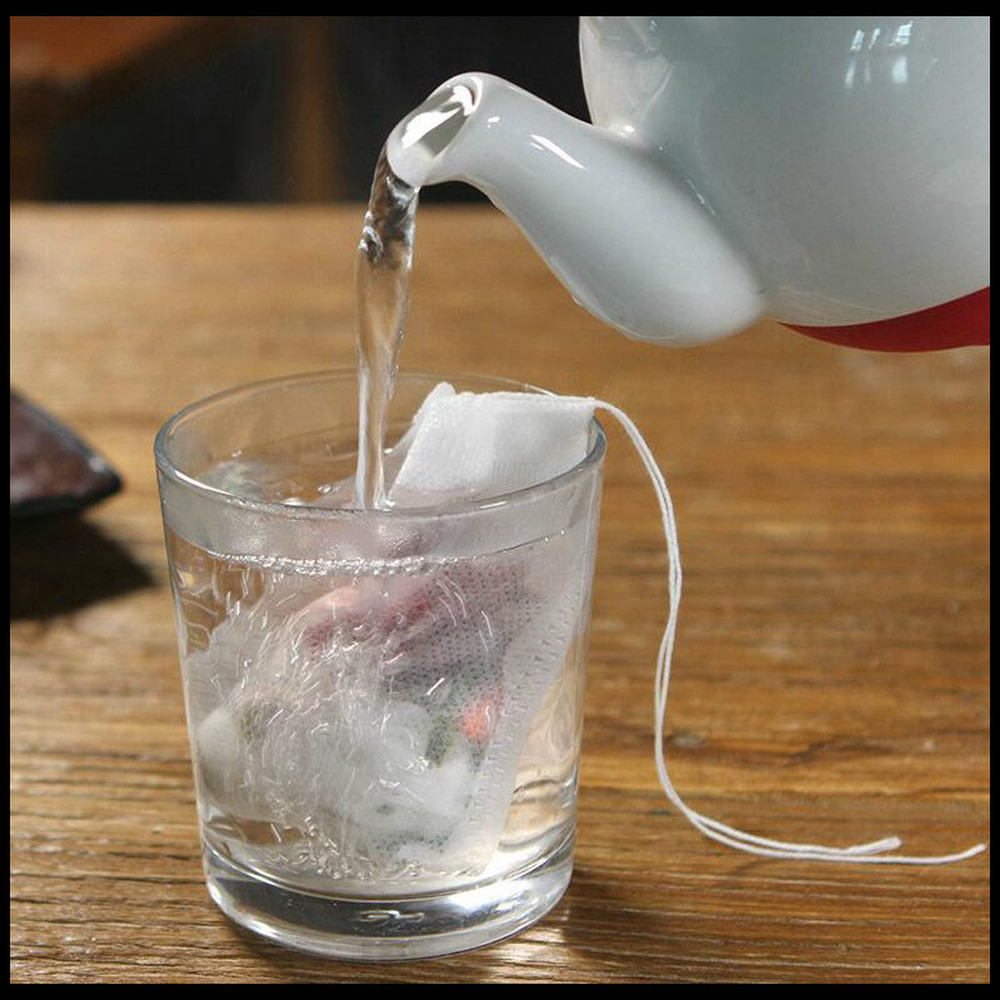 100pcs Non-woven Tea bag Filter Empty Teabags Herb Loose Drawstring Bag 7x9cm