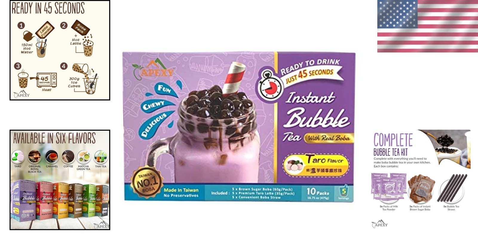 Taro Bubble Tea Complete Set – Enjoy Delicious Boba in Just 45 Seconds