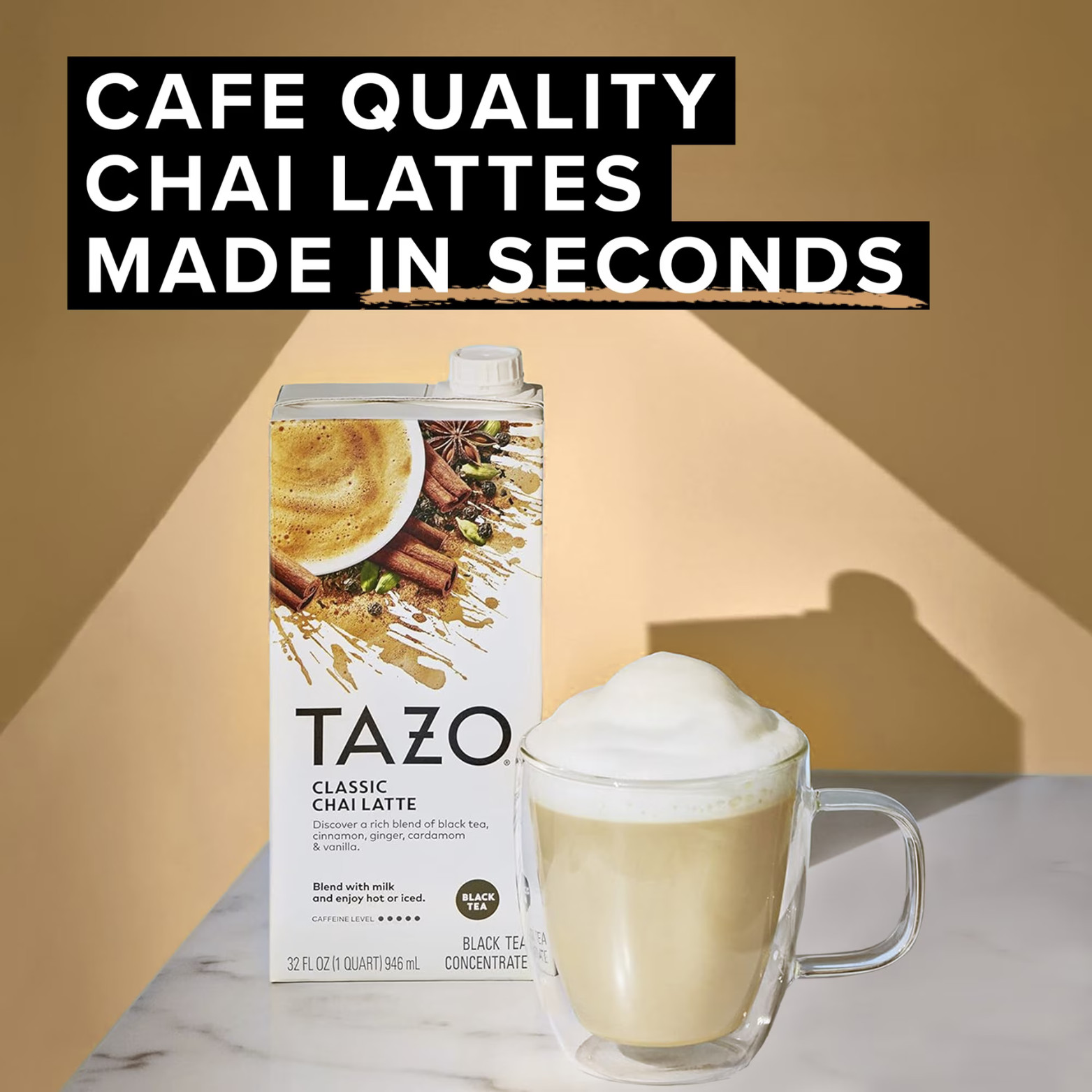 TAZO Classic Chai Latte Black Tea Concentrate, Made from Real Black Tea, 32oz…