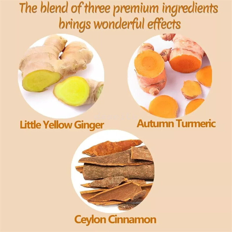 60Bags Turmeric Ginger Cinnamon Tea No Additive Support Brain Weight Sleep-Skin