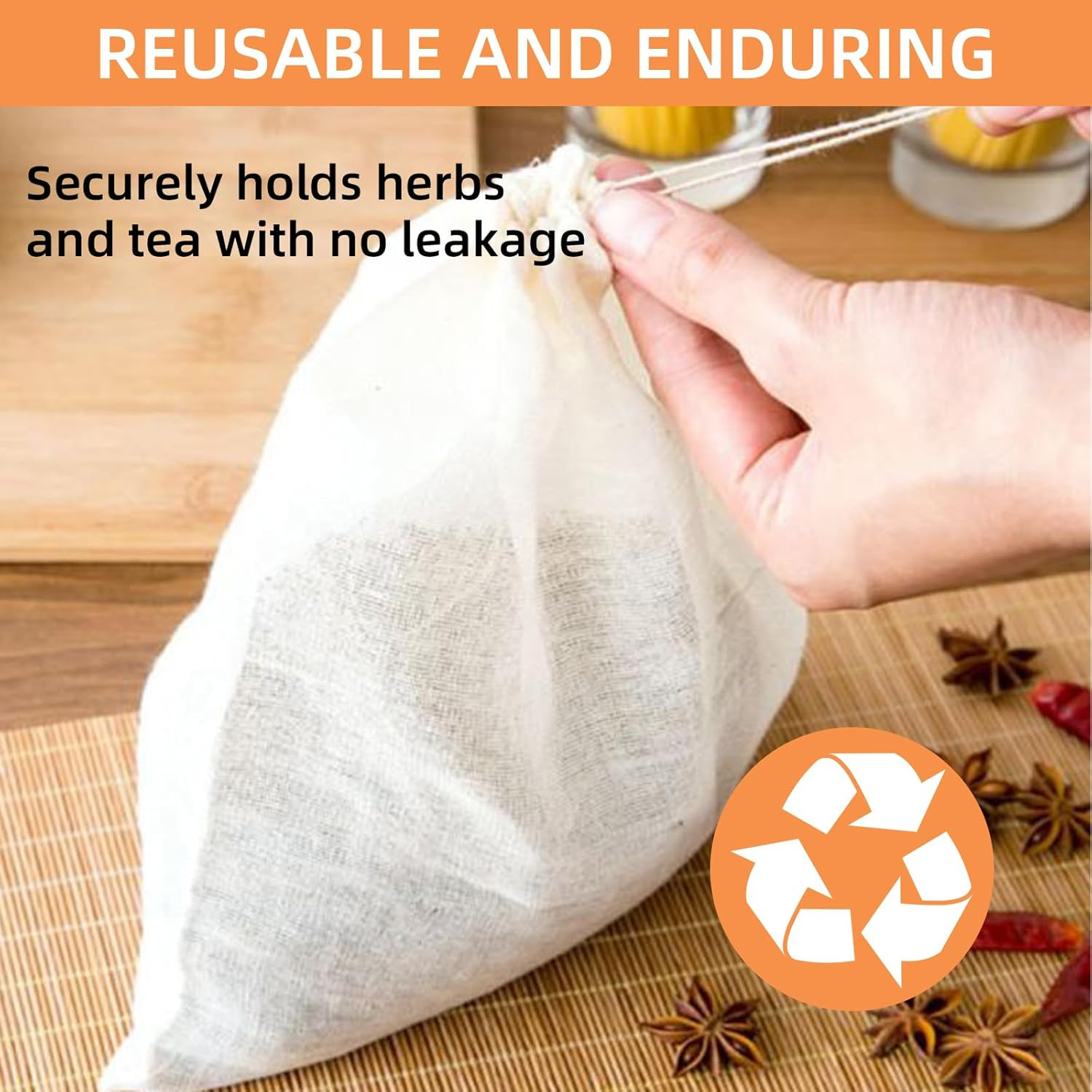 3 X 4 Inch Drawstring Tea Bag Muslin Mesh Tea Bags Reusable Tea Infusers Tea Fil