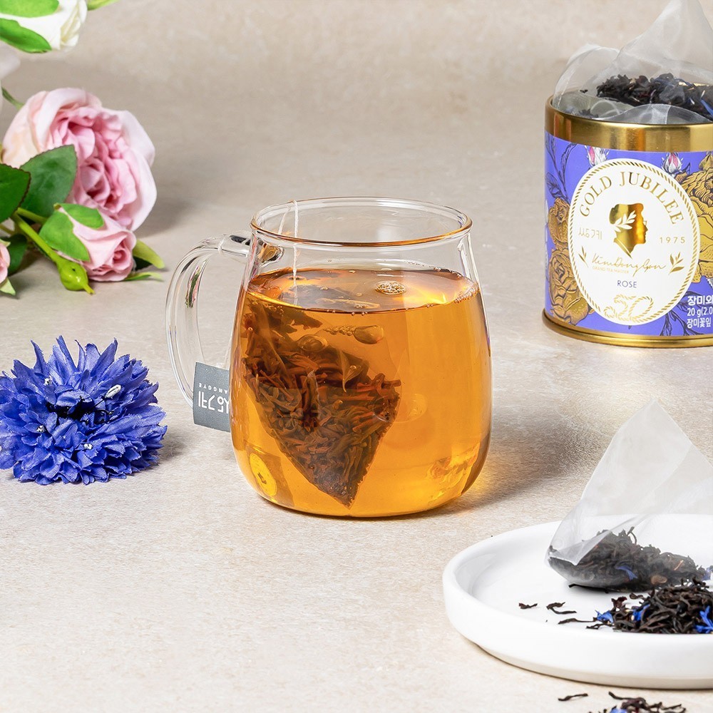 Korean Rose Cornflower Ceylon Tea 10 pyramid tea Bags Gold Jubilee Premium