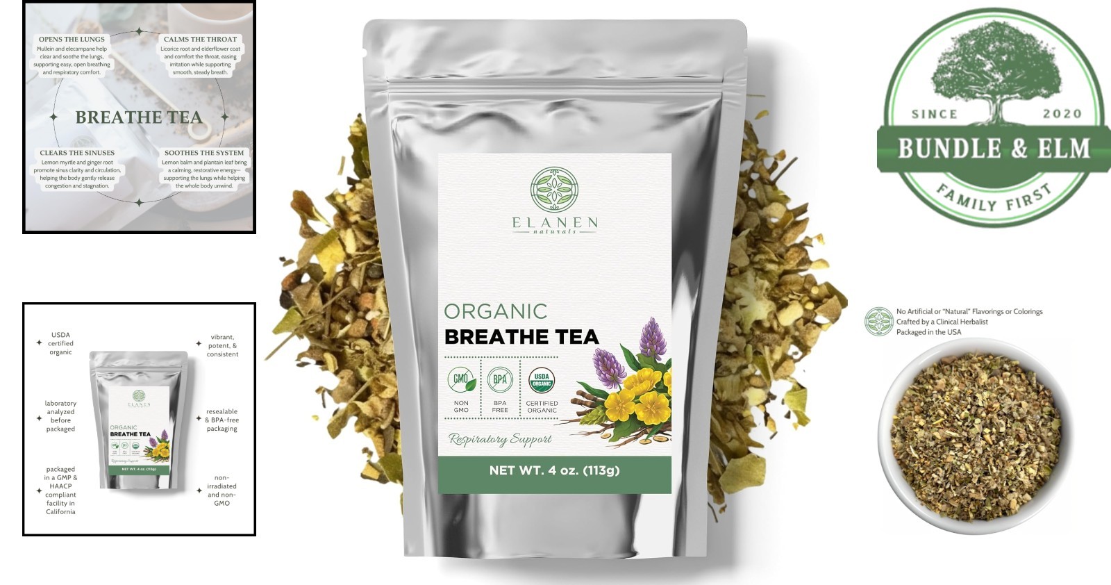 Organic Herbal Lung Tea for Respiratory Support with Mullein and Ginger