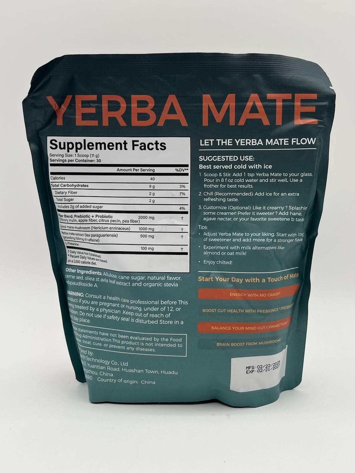 Yerba Magic Yerba Mate Instant Tea Powder – Peach Mango Flavor – 30 Servings