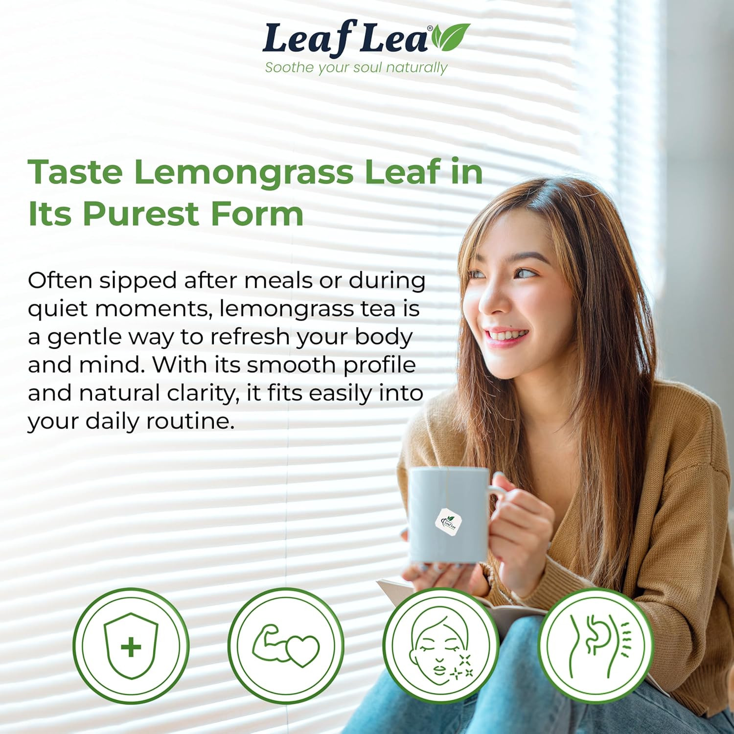 80 Premium Lemongrass Tea Bags, Natural Herbal Lemongrass Leaves, Te De Limoncil